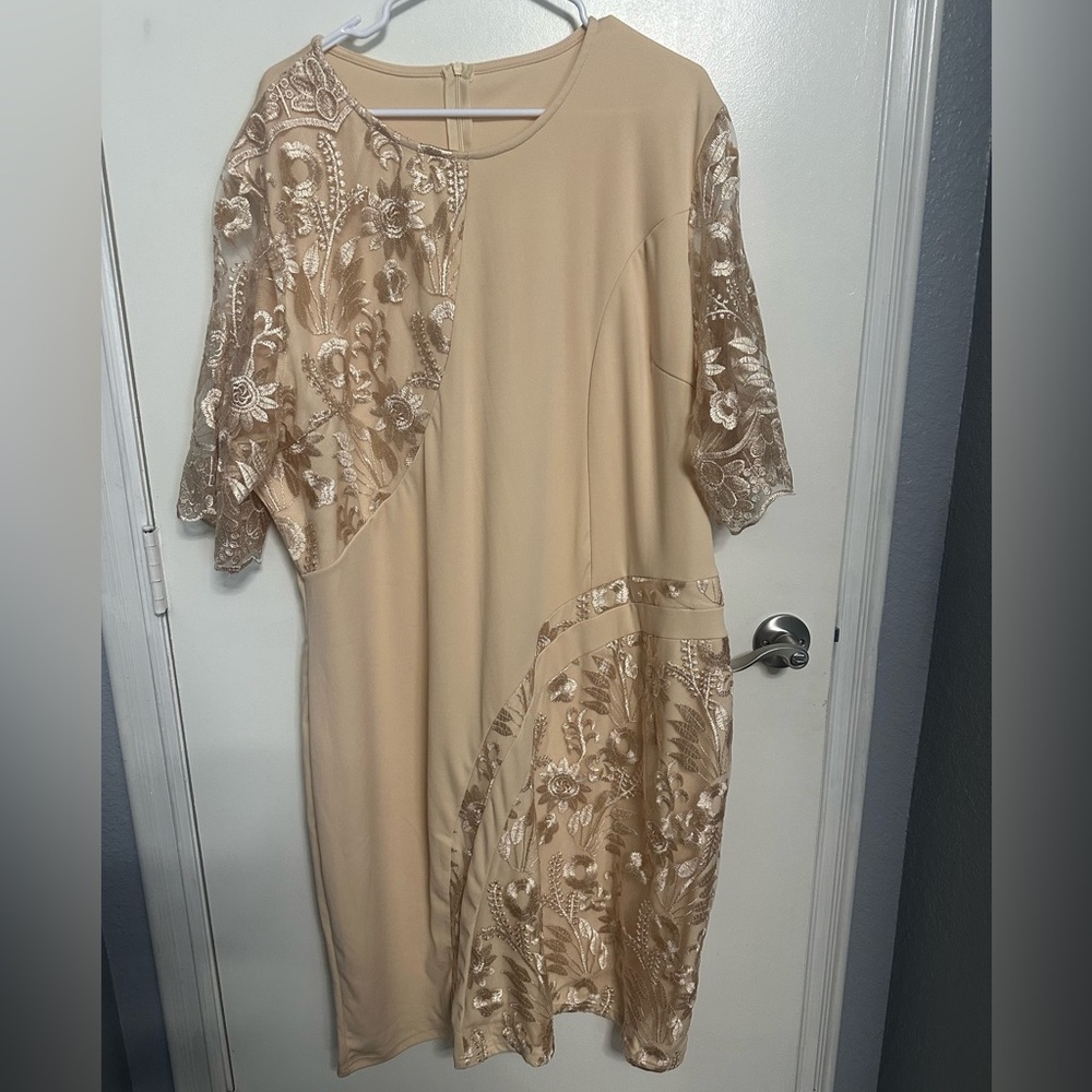Elegant Beige Lace Dress
